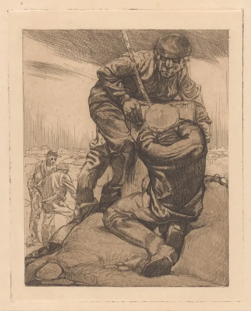 Fyra polderarbetare av Johannes Josephus Aarts