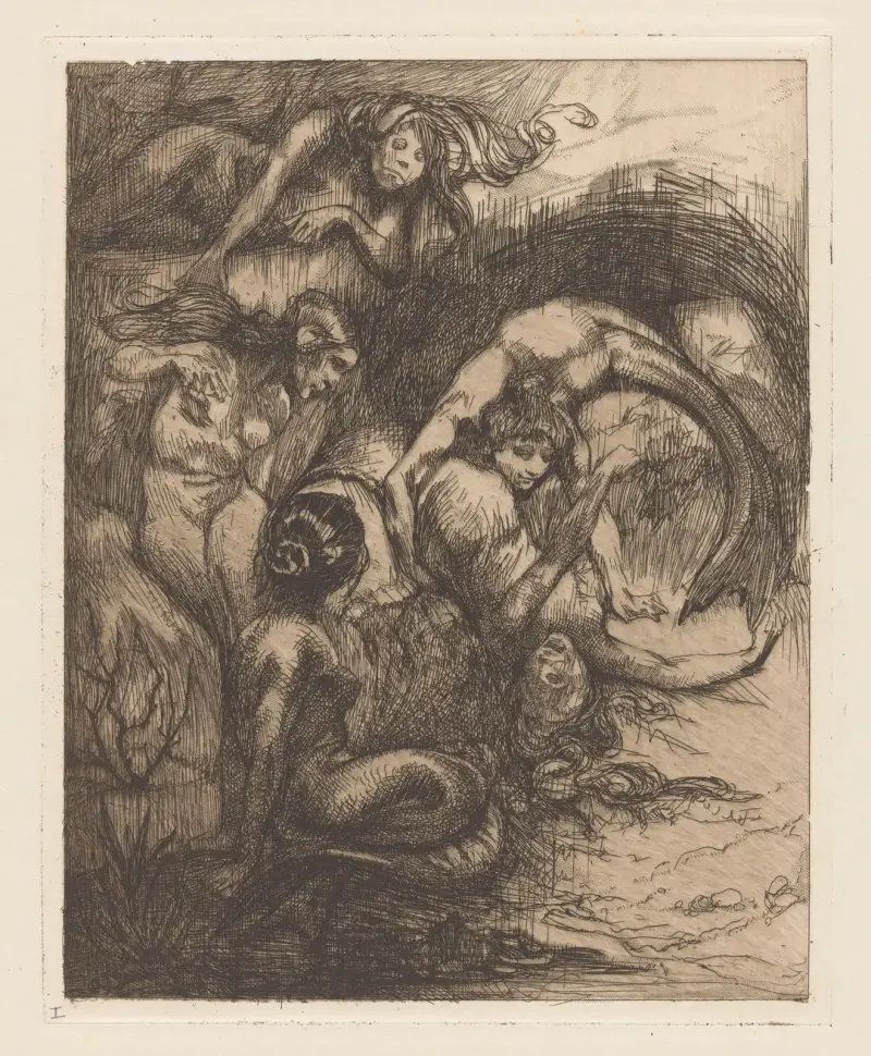 Fem sjöjungfrur av Johannes Josephus Aarts