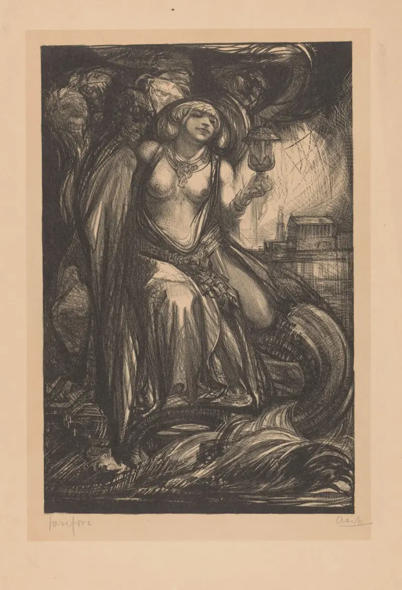 Kvinna sittande på Hydra av Johannes Josephus Aarts