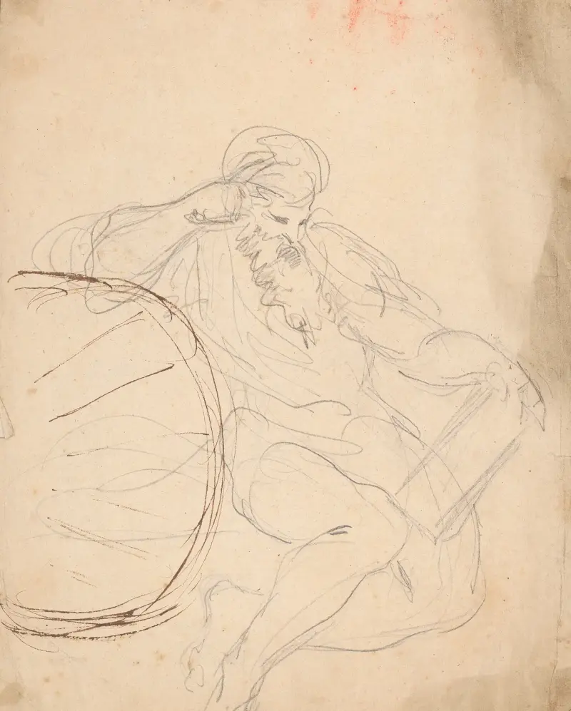 Skäggig man sittande av Sir Joshua Reynolds