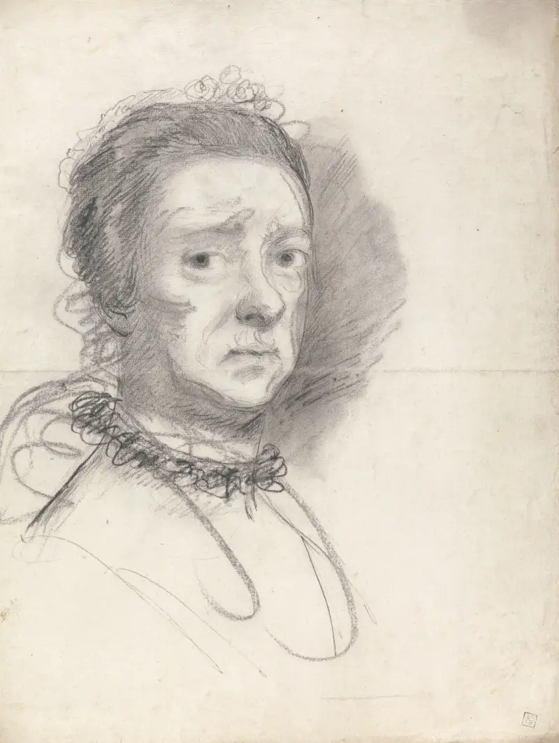 Huvud av äldre dam: studier från Rafaels Disputation av Sir Joshua Reynolds