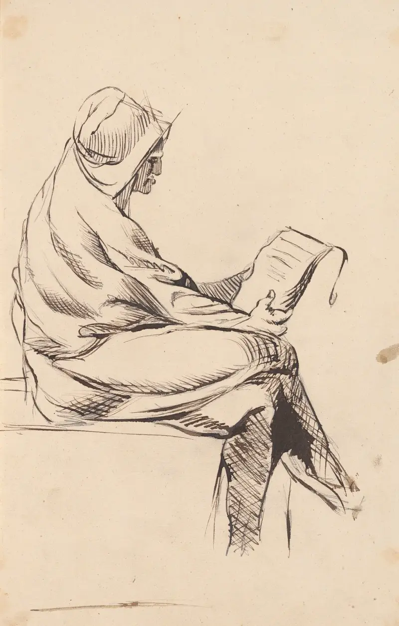 Hooded Man Reading av Sir Joshua Reynolds
