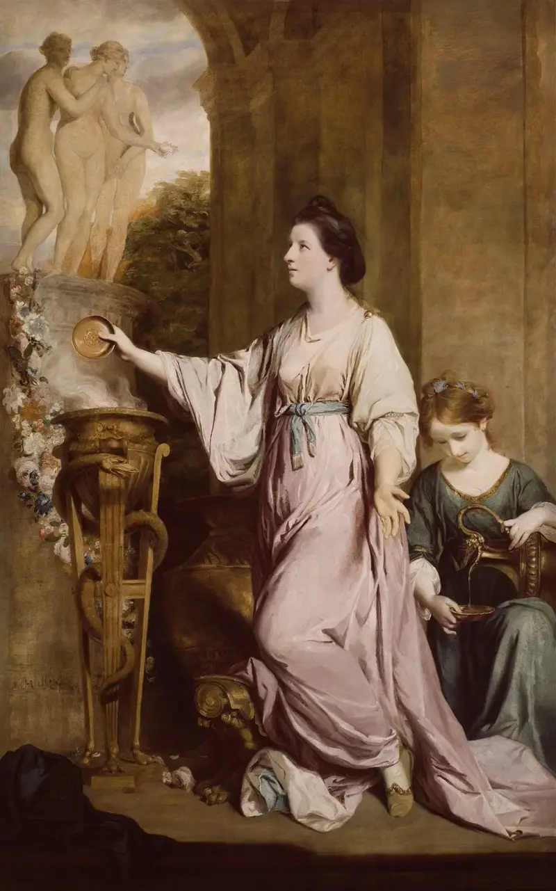 Lady Sarah Bunbury offrar till gracerna av Sir Joshua Reynolds