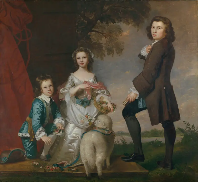 Thomas (1740–1825) und Martha Neate (1741–nach 1795) mit ihrem Lehrer Thomas Needham von Sir Joshua Reynolds