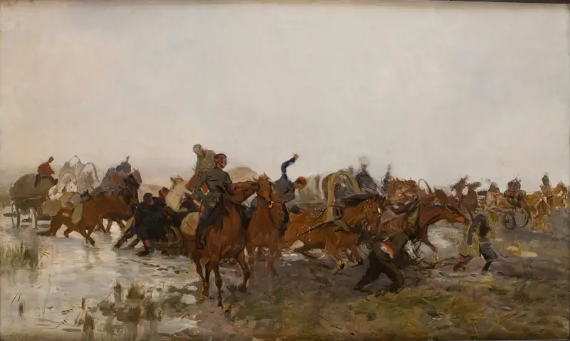 Kosacker på marsch av Jozef Chelmonski