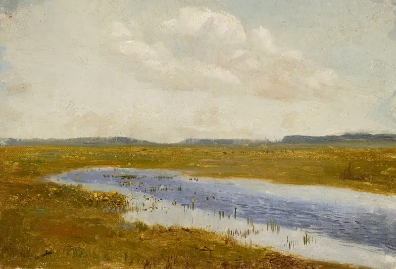Landskap; Äng med kärrblommor av Jozef Chelmonski