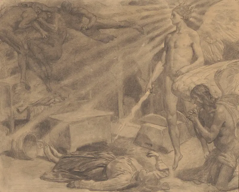 Rzepowas död, illustration till Henryk Sienkiewicz ‘Szkice węglem’ (Kolteckningar) av Jozef Chelmonski