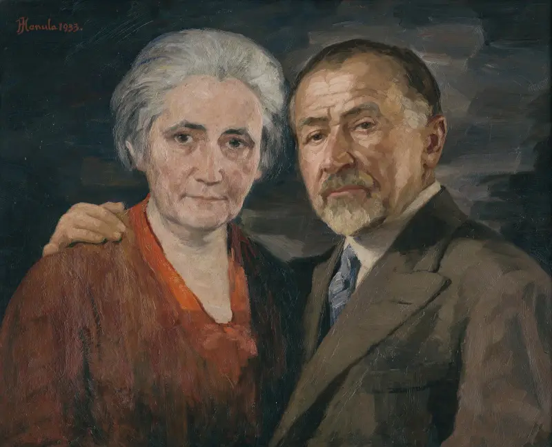 The artist with his wife av Jozef Hanula