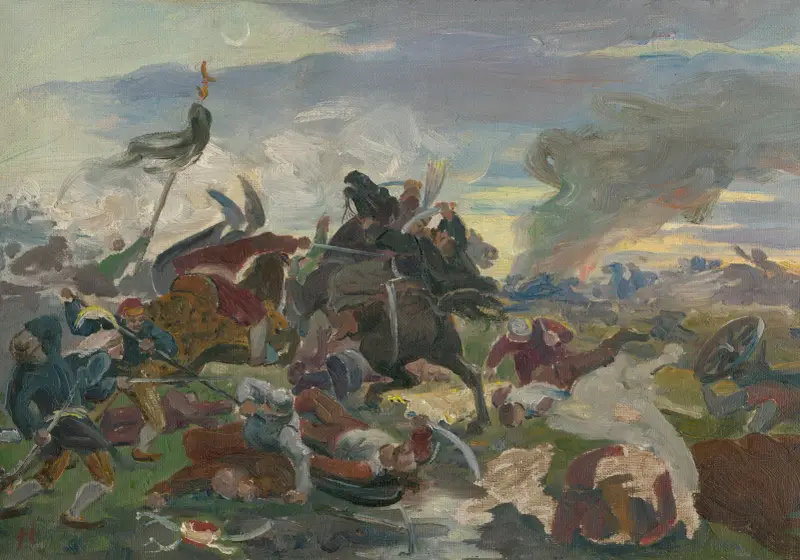 Tomorys död i slaget vid Mohács av Jozef Hanula