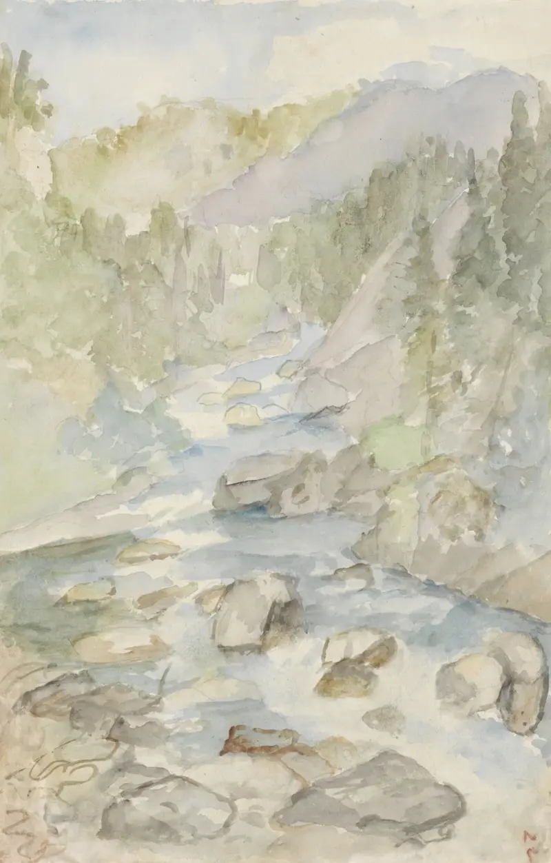 Berglandschap met beek av Jozef Israëls