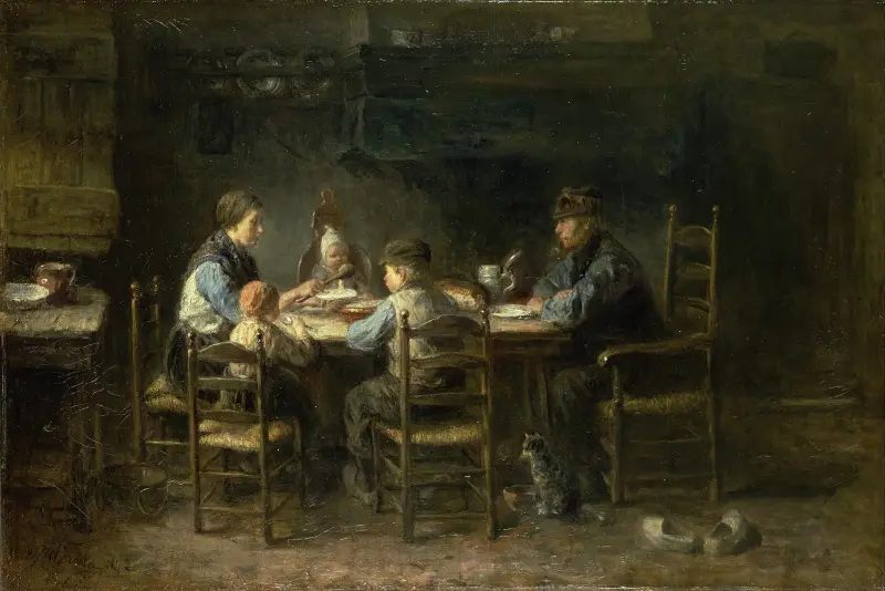 Bondfamilj vid bordet av Jozef Israëls