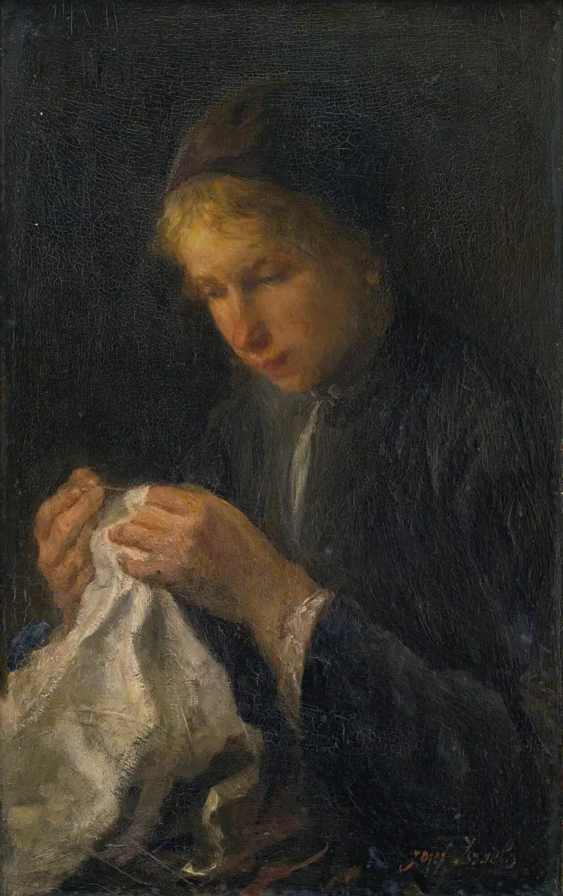 Kvinna som syr av Jozef Israëls