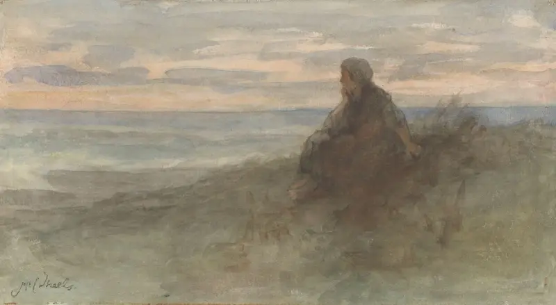 Sittande kvinna på en dyn vid havet av Jozef Israëls