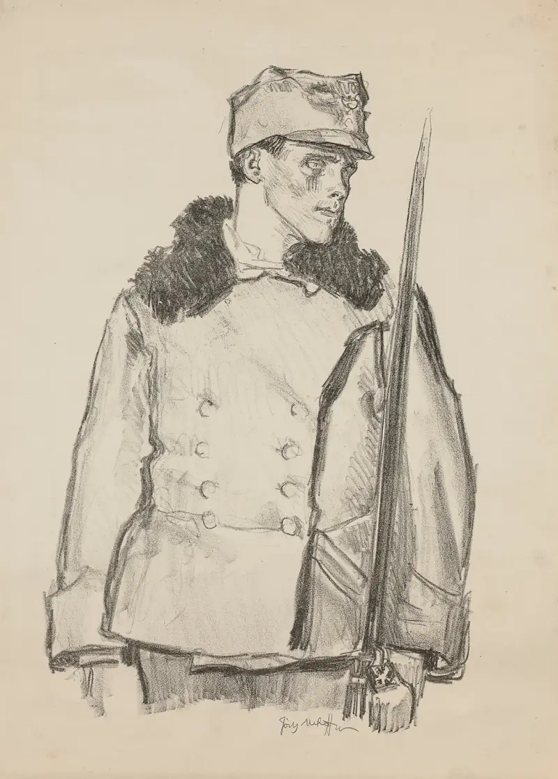 Porträttstudie av en legionär av Józef Mehoffer