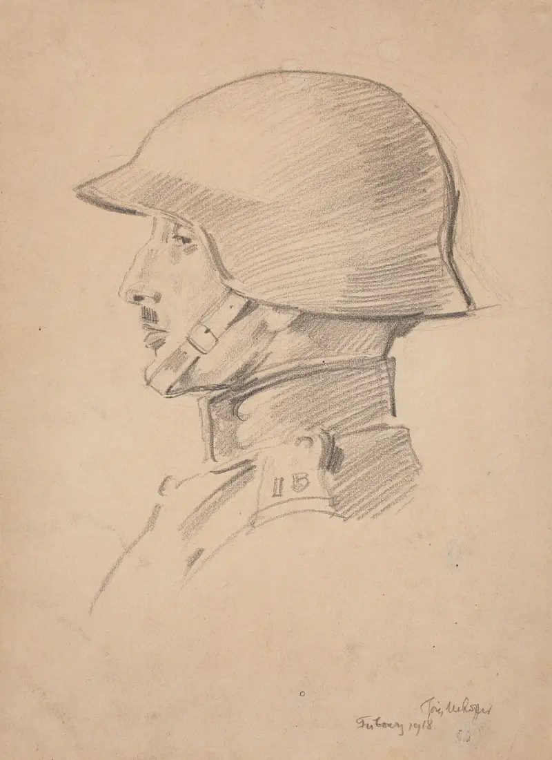 Studie av en soldats huvud av Józef Mehoffer