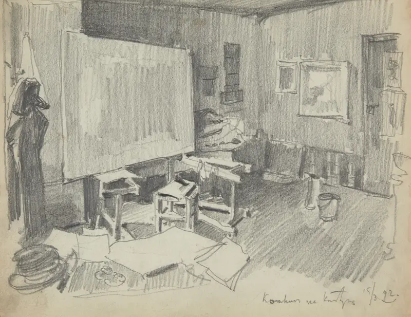 Das Innere von Józef Mehoffers Atelier in Paris von Józef Mehoffer