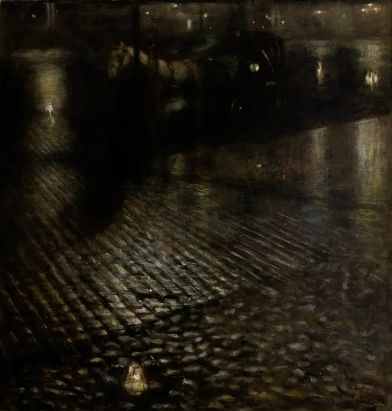Droschke im Regen von Józef Pankiewicz