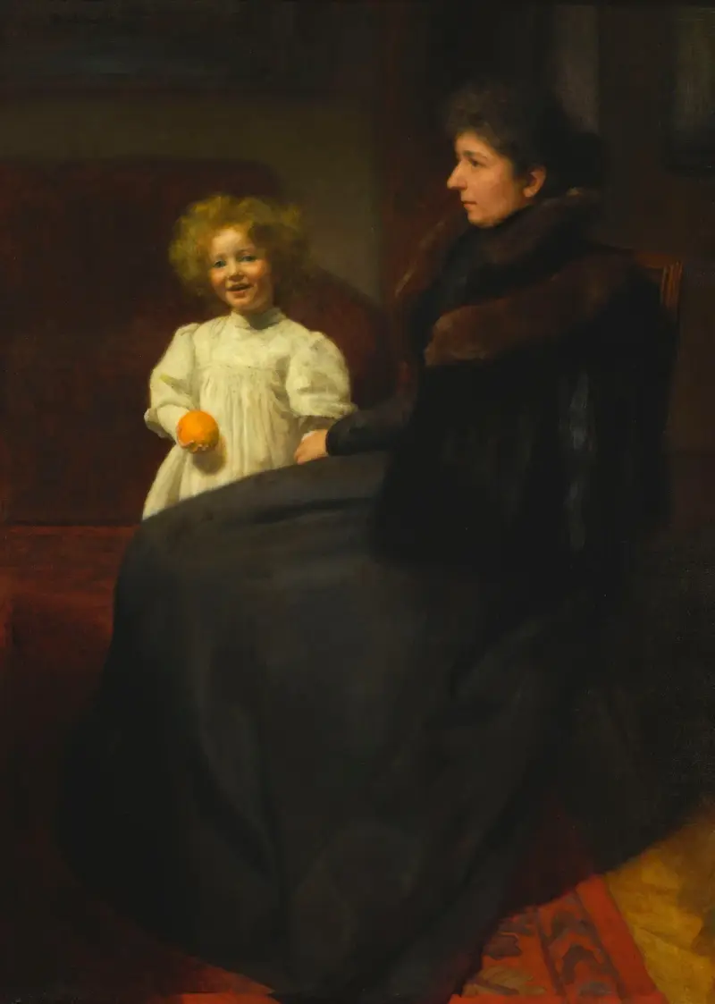 Portrait of Mrs. Oderfeld with her daughter (Lady with a child, Portrait of Mrs. O.) av Józef Pankiewicz
