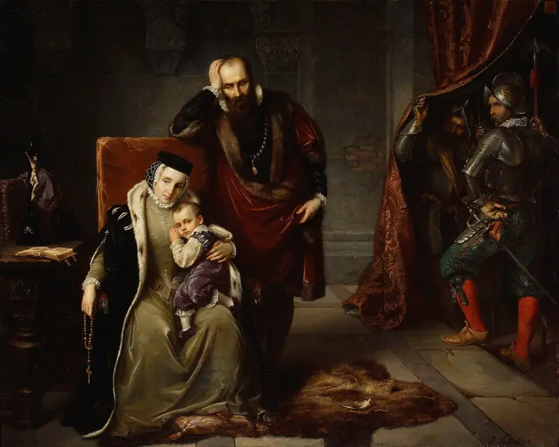 Katharina Jagiellonica mit ihrem Sohn Sigismund in Gefangenschaft von Józef Simmler