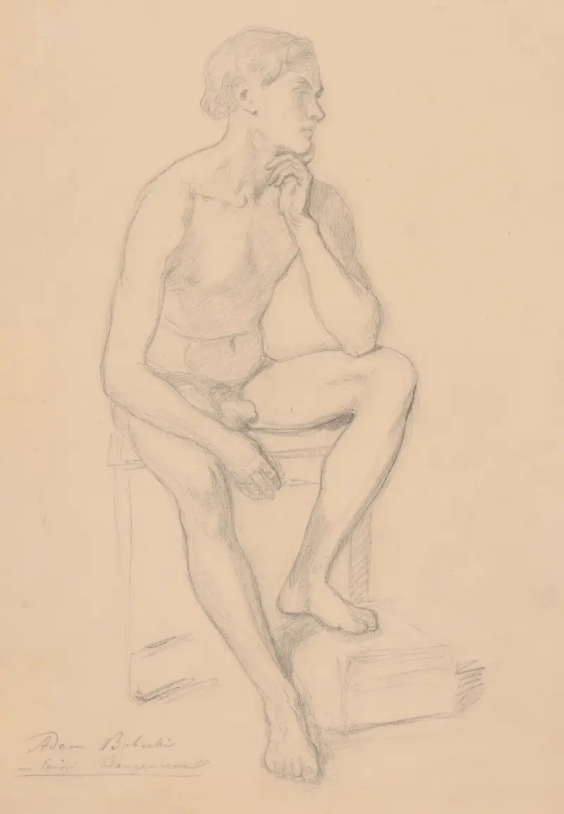 Aktstudie eines Prinzen für das Gemälde ‚Die Erziehung des Sigismund August‘, 1861 – Nr. 2 von Józef Simmler