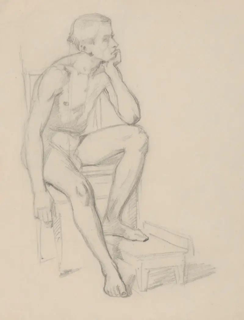 Aktová studie prince pro obraz „Výchova Zikmunda Augusta“, 1861 – č. 1, Józef Simmler