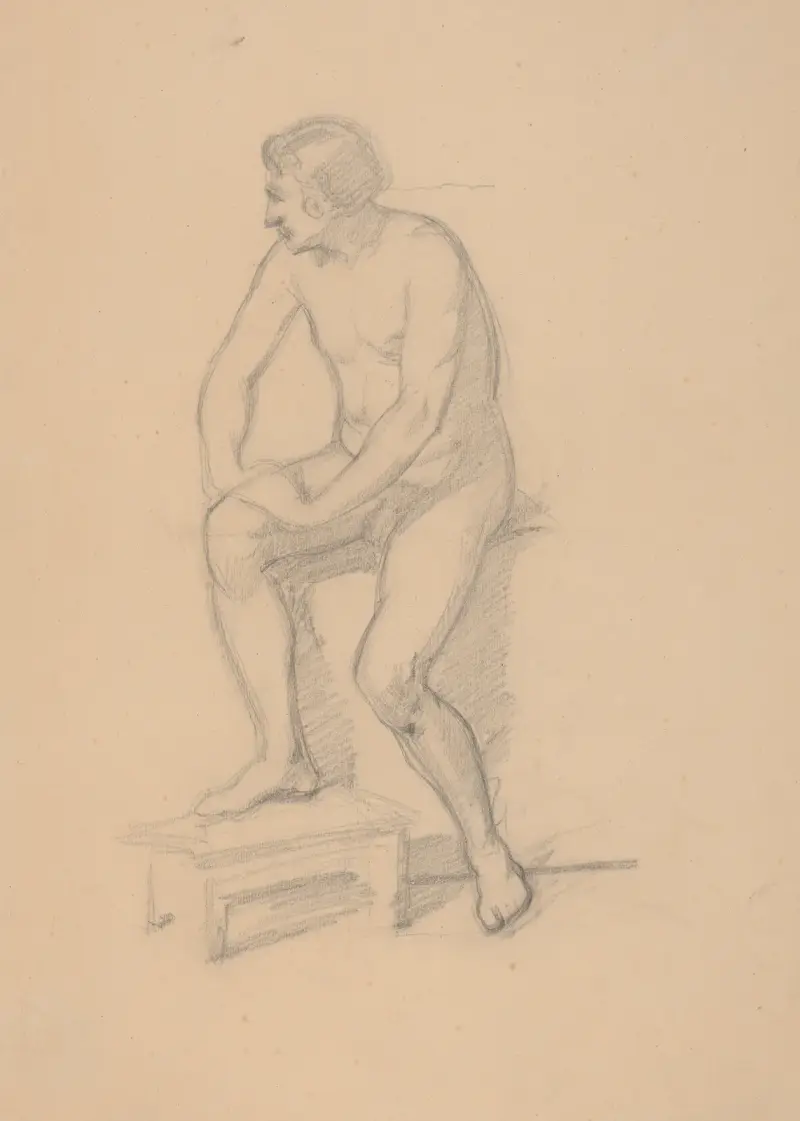 Szkic postaci króla do obrazu „Śmierć Barbary Radziwiłłówny”, Józef Simmler