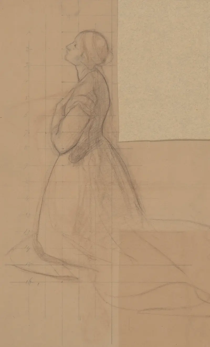 Skizze der Königinfigur für das Gemälde „Der Eid der Königin Jadwiga“, 1867 – Nr. 2 von Józef Simmler