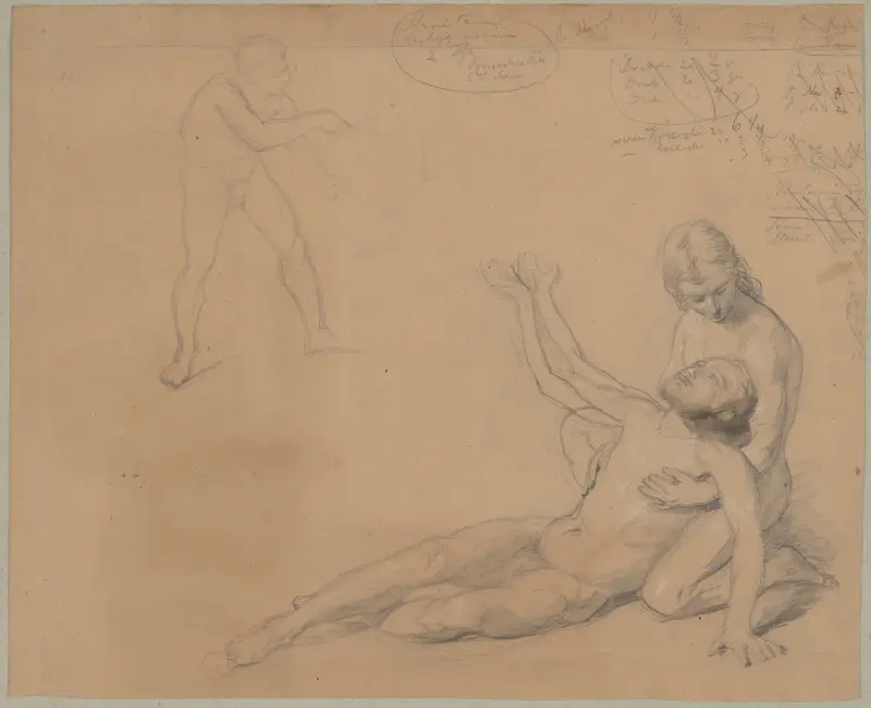 Studie nahých mužů k obrazu „Mučednictví svatého Josafata Kunceviče“, 1861 – č. 1, Józef Simmler