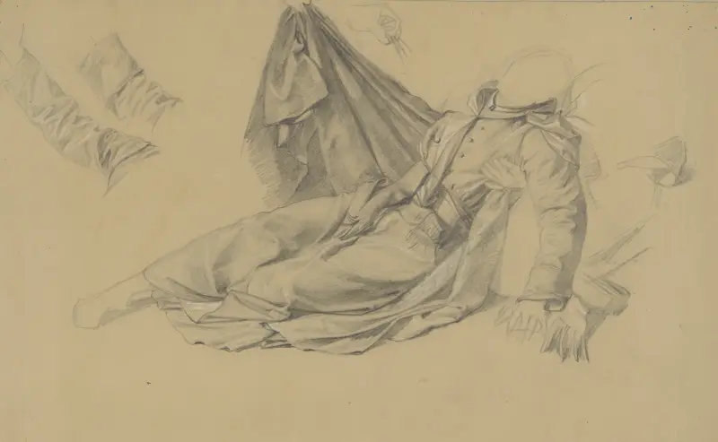 Studie der Gewänder für die Figur des Josaphat Kuntsevych zum Gemälde „Martyrdom of St Josaphat Kuntsevych“ von Józef Simmler