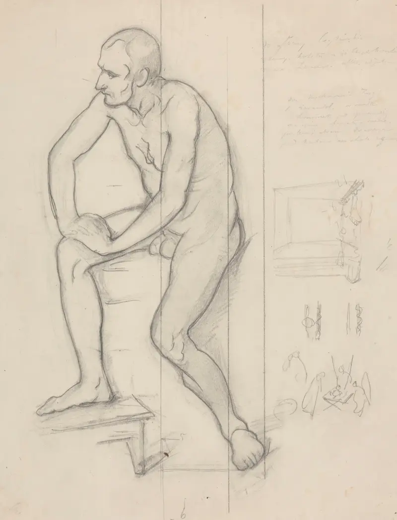 Studie der Königsfigur für das Gemälde ‚Der Tod der Barbara Radziwiłł‘ von Józef Simmler