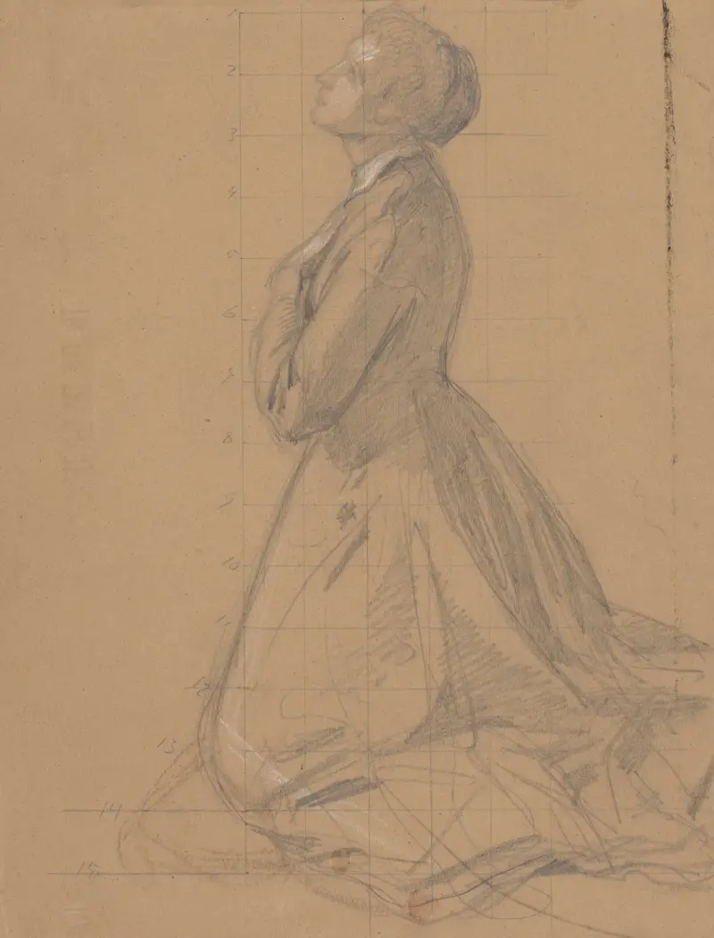 Studie der Königinfigur für das Gemälde „Der Eid der Königin Jadwiga“, 1867 – Nr. 2 von Józef Simmler