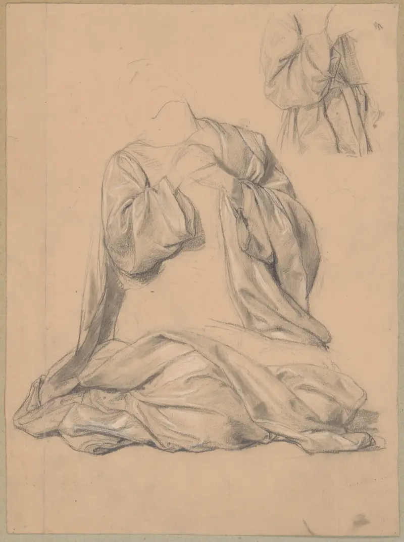 Studie des Gewands des heiligen Matthias für das Gemälde ‚Martyrium des heiligen Matthias‘, 1866 – Nr. 2 von Józef Simmler