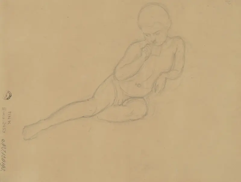 Skisser av putti och draperier till taket ”Amor och Psyches bröllopståg” av Józef Simmler