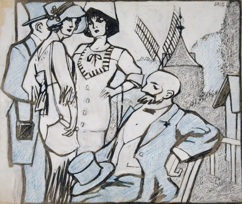 På Longchamps galoppbana av Juan Gris
