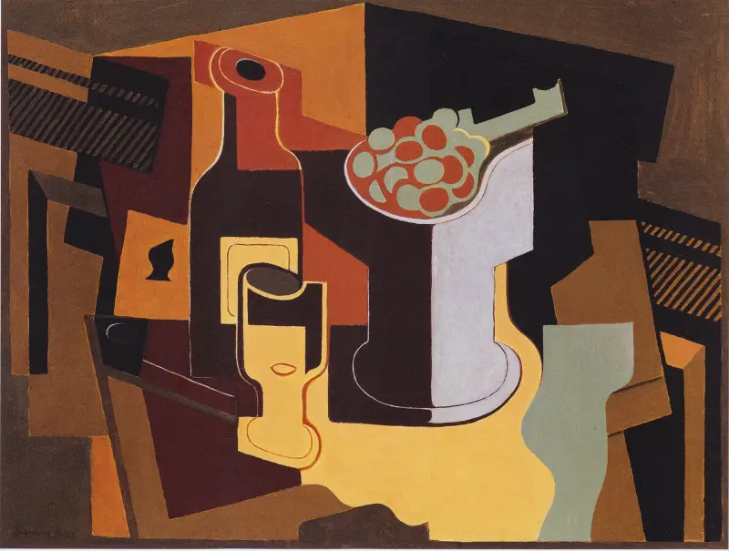 Flaska och fruktskål av Juan Gris