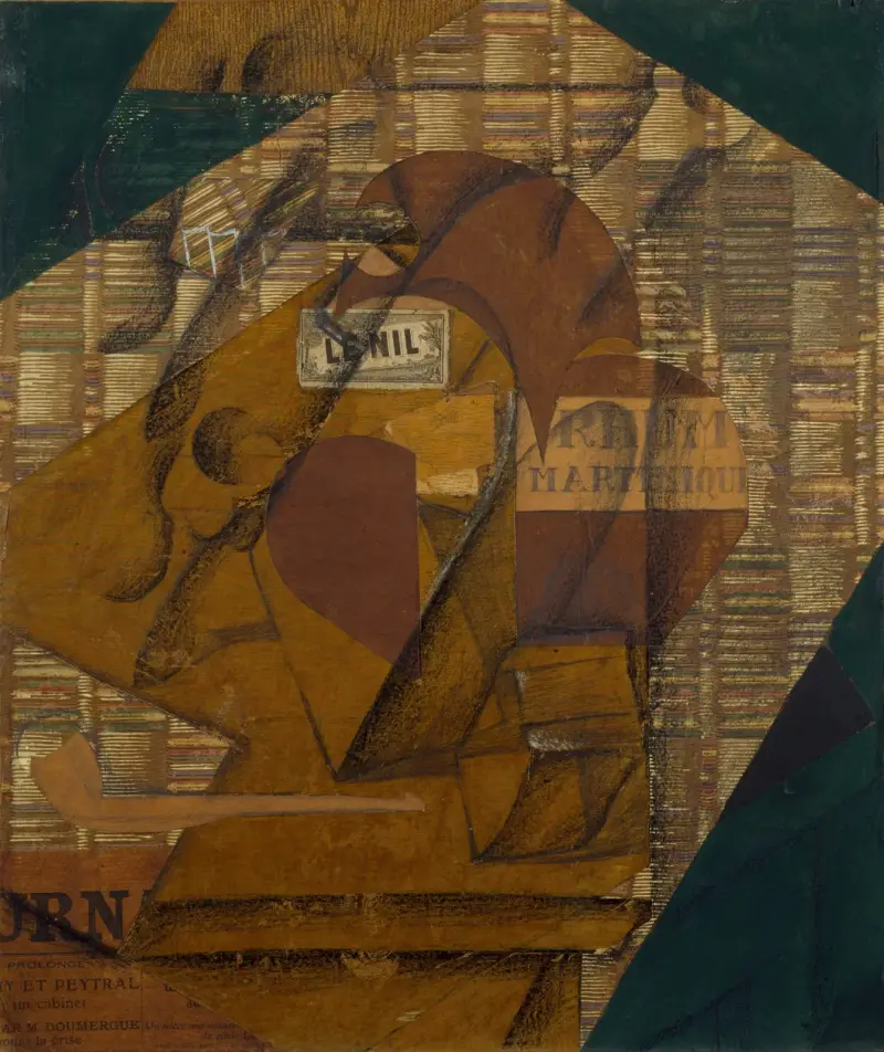 Flaska rom och tidning av Juan Gris