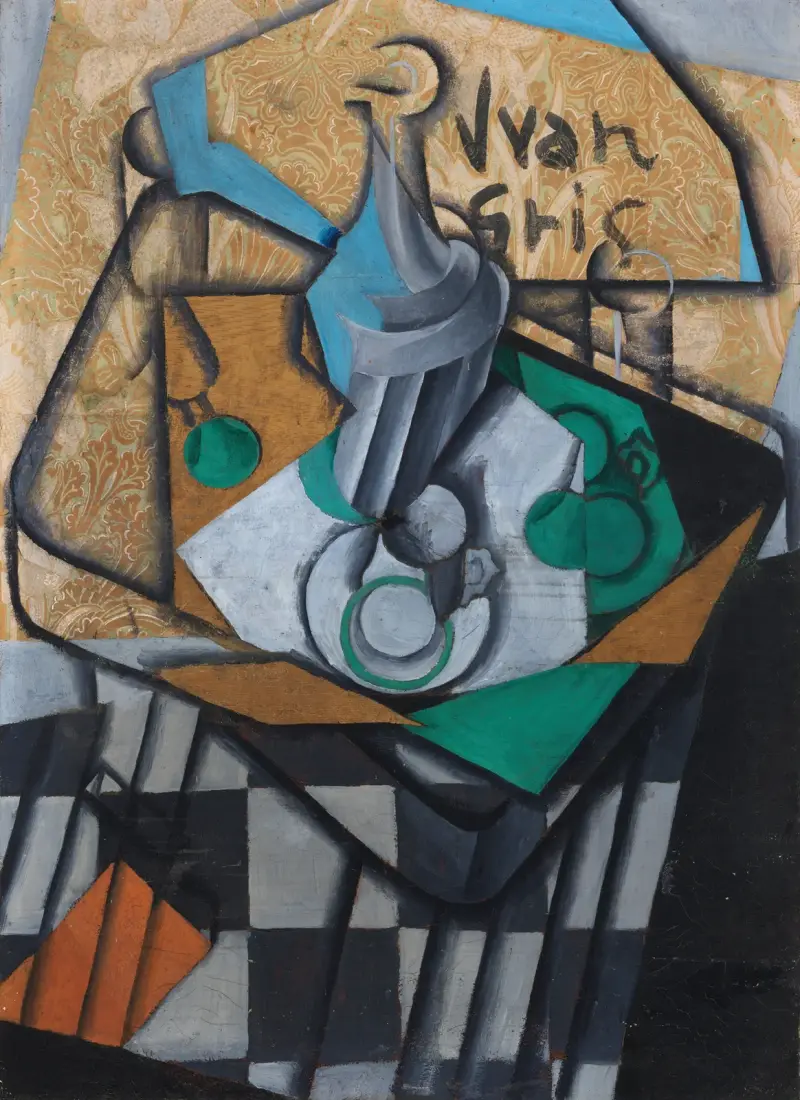 Carafe, Cups and Glasses av Juan Gris