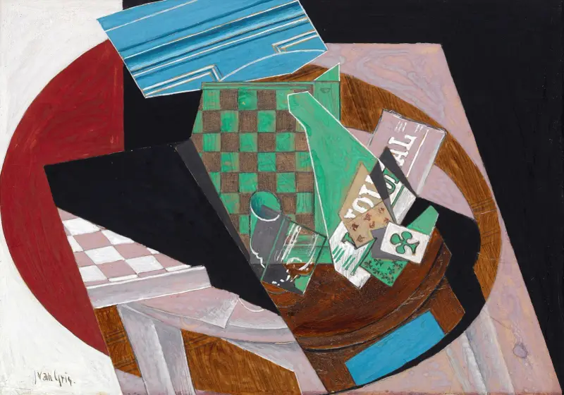 Schackbräde och spelkort av Juan Gris