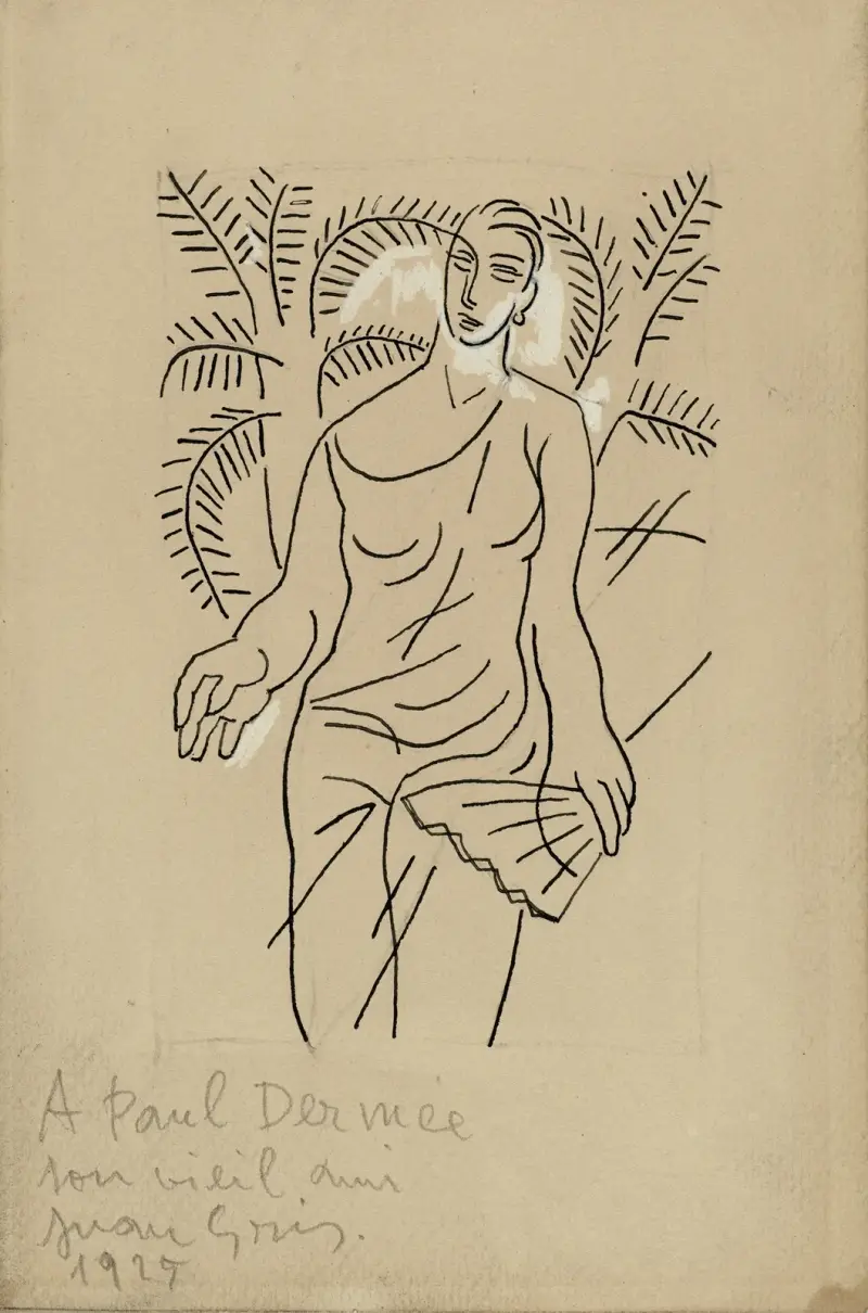 Kvinna med solfjäder av Juan Gris