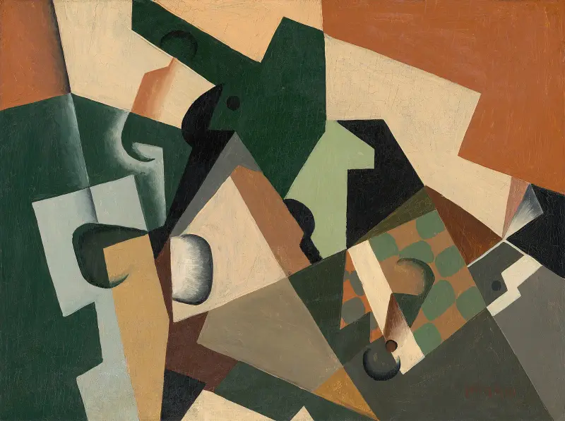 Glas och schackbräde av Juan Gris