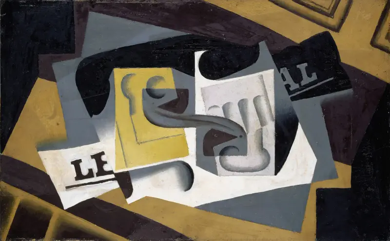 Glass and Newspaper av Juan Gris