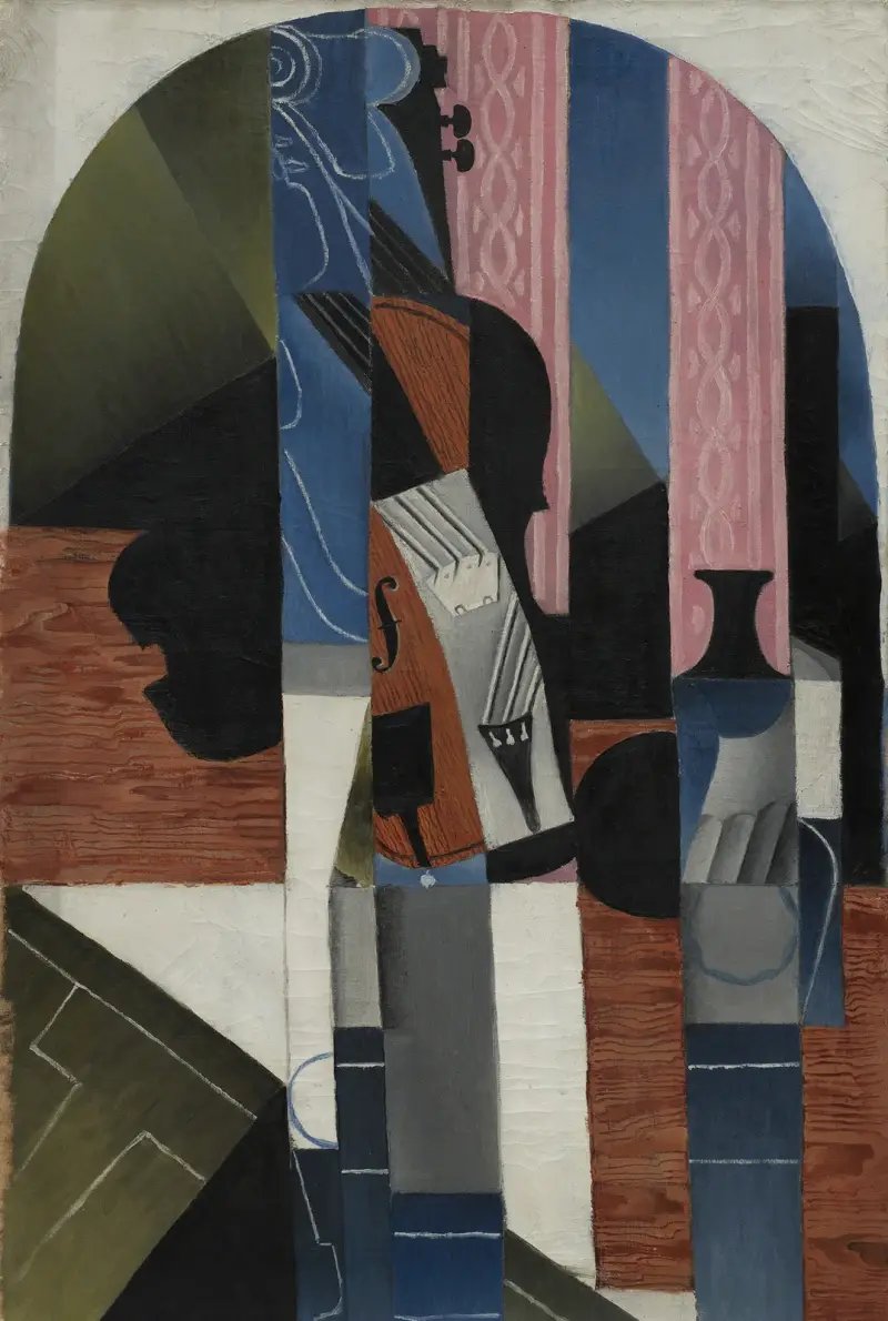 Stilleben (fiol och bläckhorn) av Juan Gris