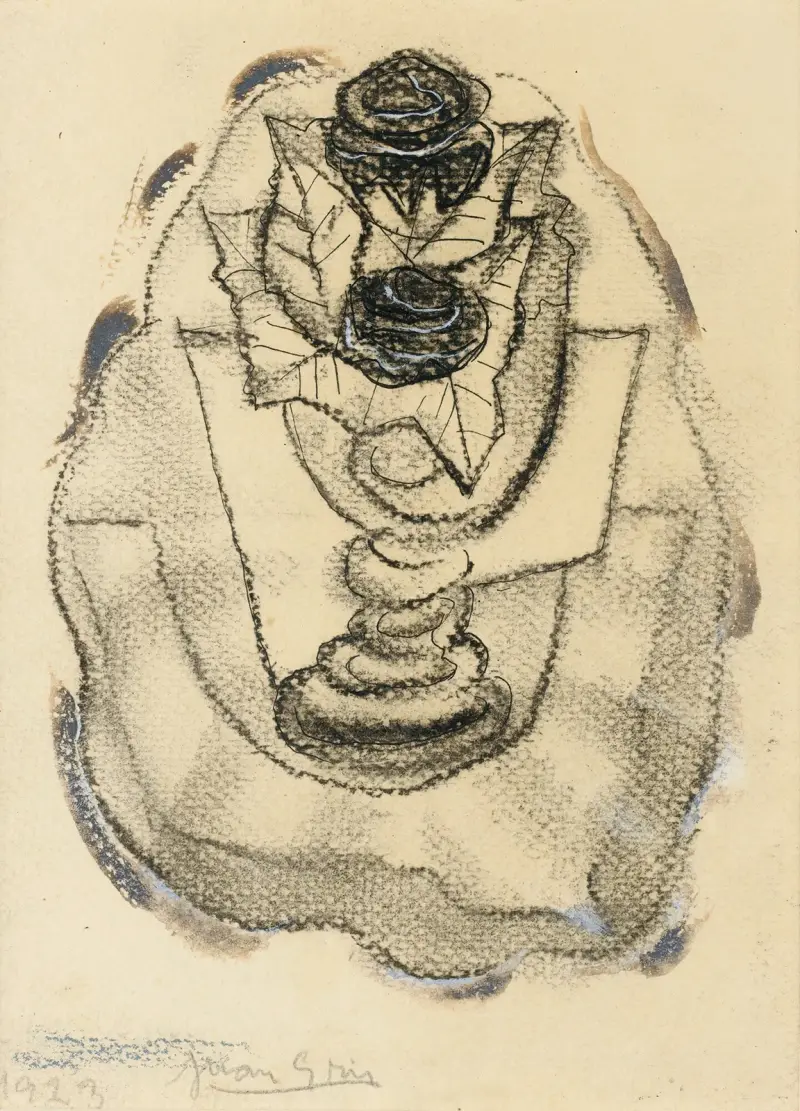 Stilleben med rosvas av Juan Gris