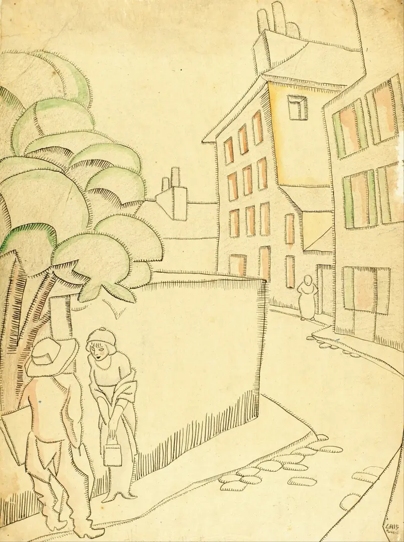 En gata i Montmartre av Juan Gris