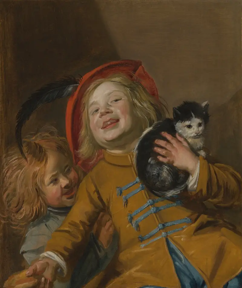 Två barn med en katt av Judith Leyster