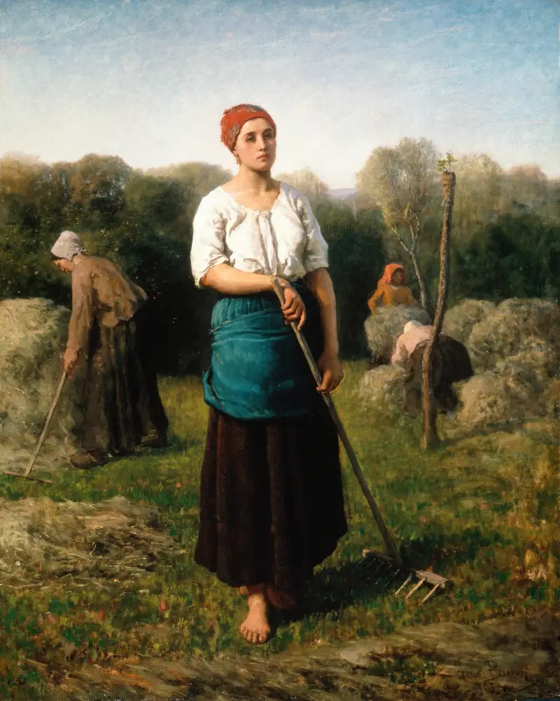 Flicka med kratta av Jules Breton