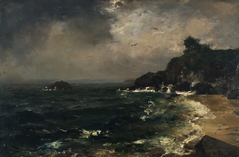 Kustklippor i stormigt väder av Jules Breton