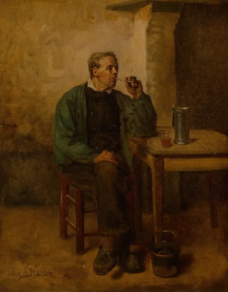 Contentment (Homme au repos au Cabaret) av Jules Breton