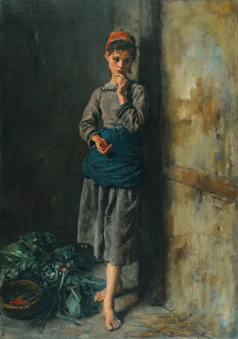 Kirschen essendes Mädchen von Jules Breton