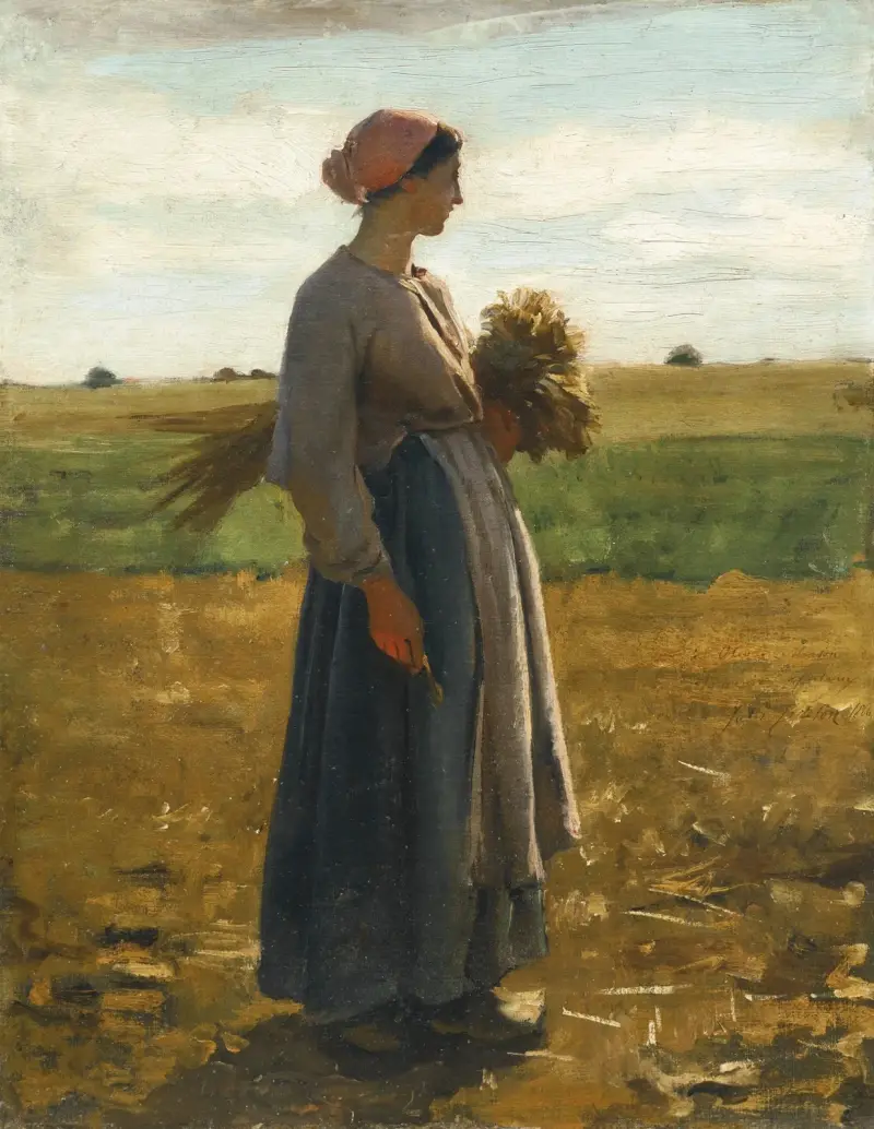 Ung kvinna på fälten av Jules Breton